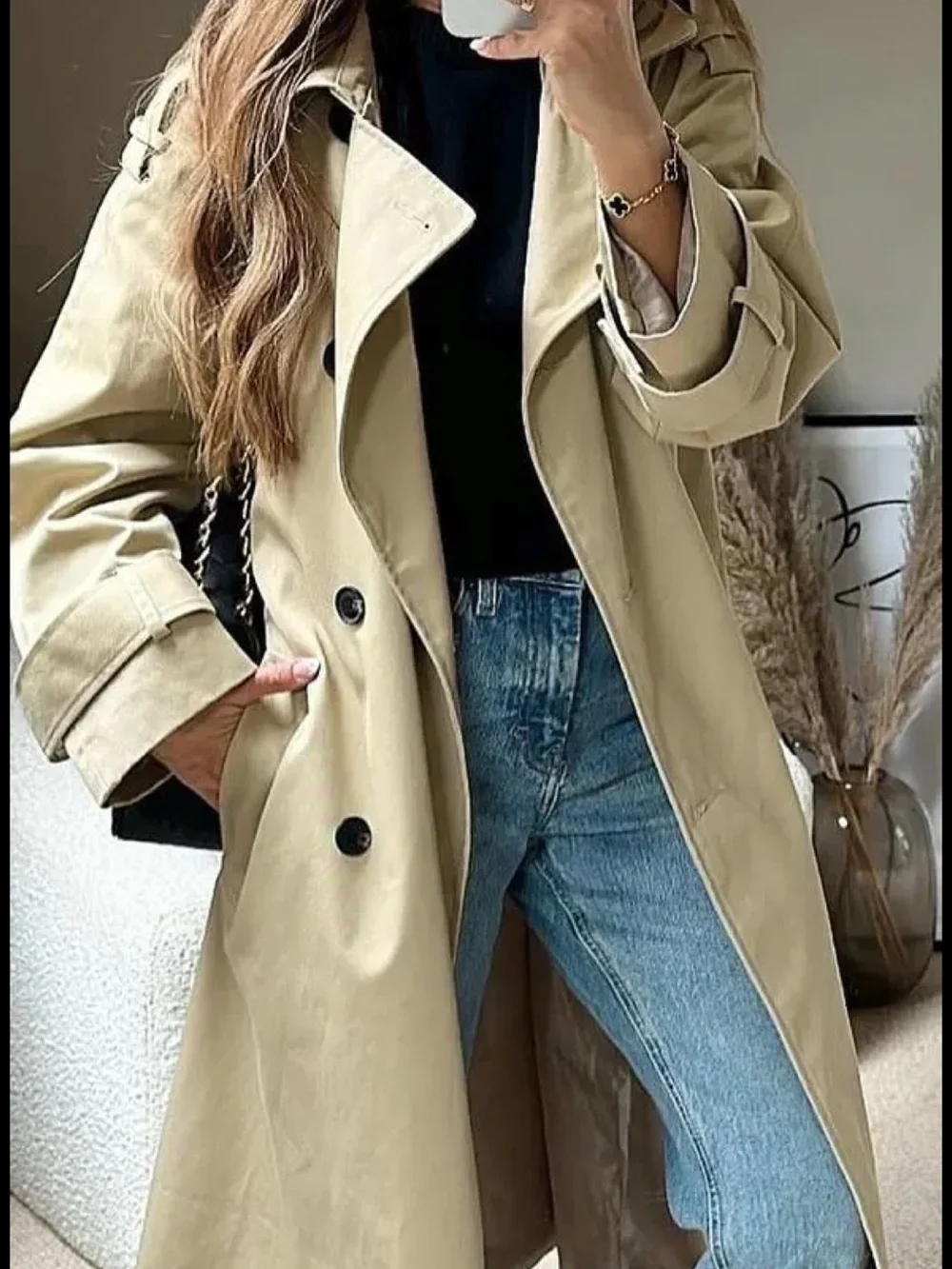 Women trench belted lightweight jacket